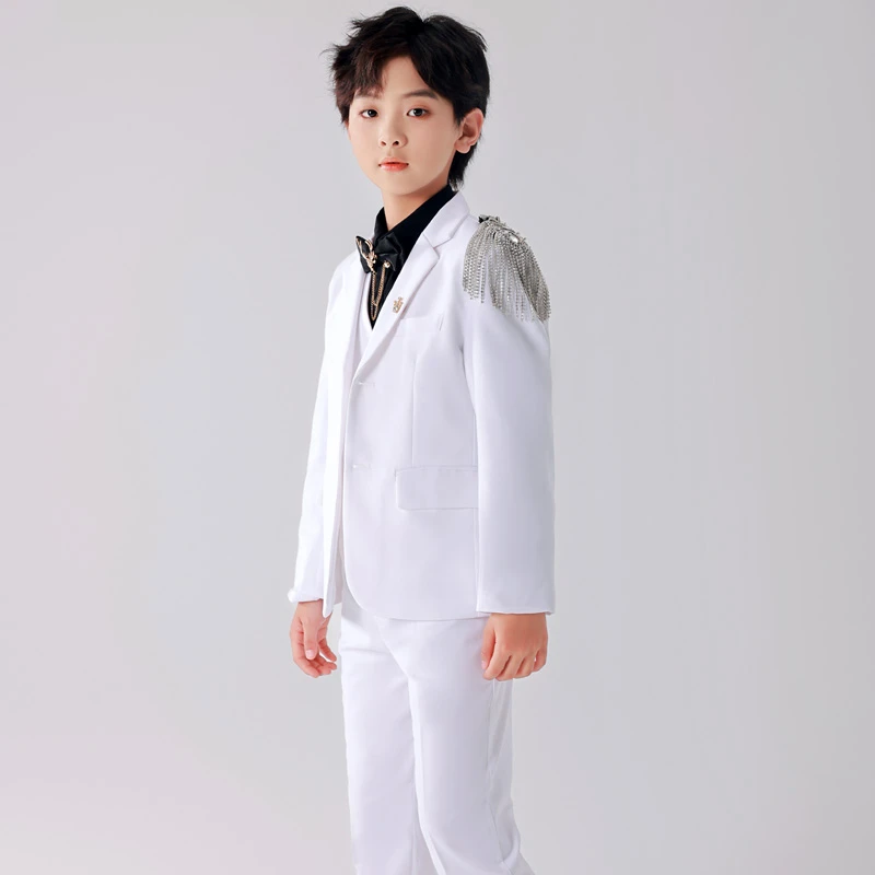 儿童西装套装高端男童礼服主持人生日钢琴演奏礼服中大童帅气西服