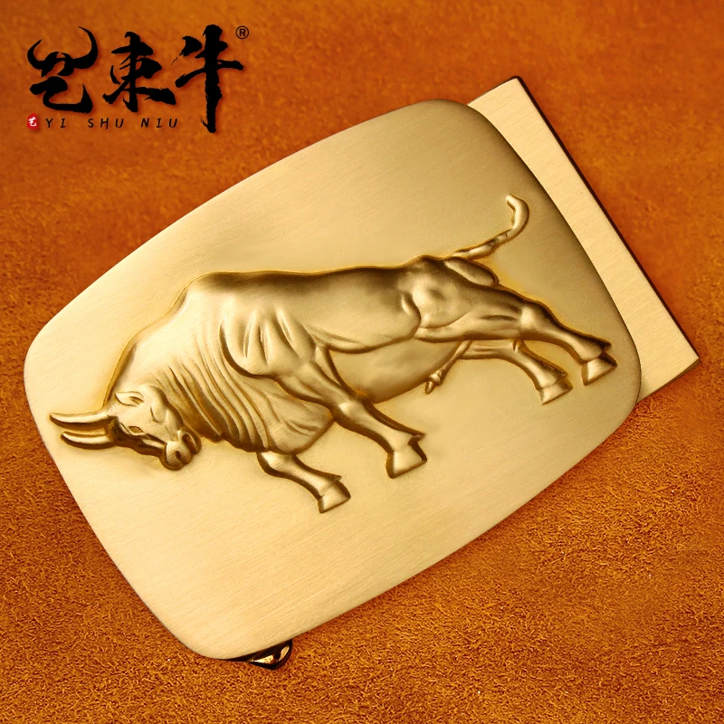 【小公牛】3.5 皮带头黄铜自动扣头高档铜扣卡槽扣腰带卡子配件搭