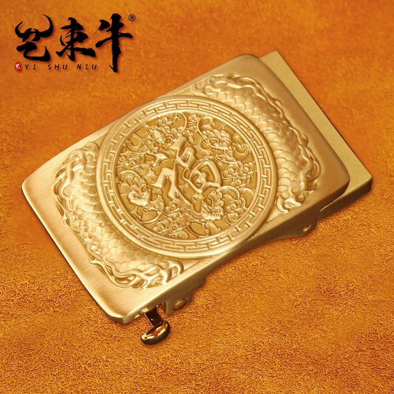 【黄铜浮雕福字】3.5 皮带头黄铜自动扣头高档铜扣卡槽扣腰带卡