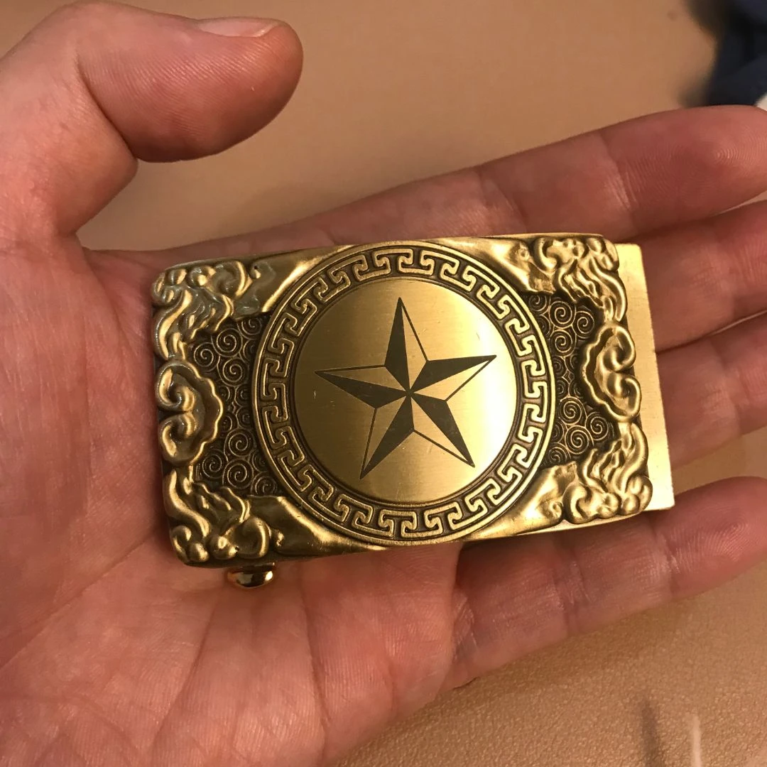 五星定制黄铜头皮带扣自动扣3.5cm