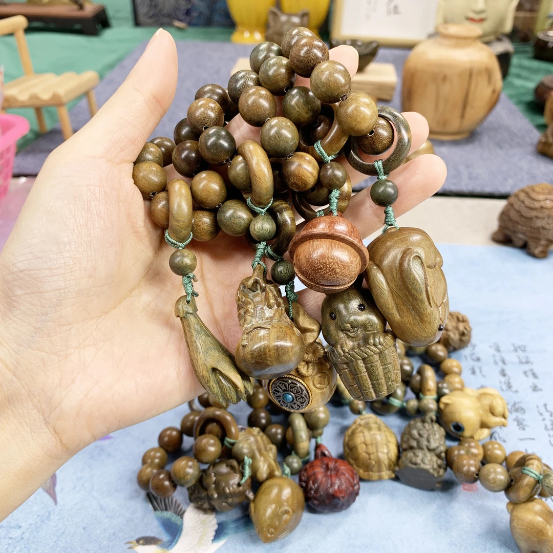 绿檀木1.2cm 小手捻 放松解压指尖玩物创意把玩件饰品摆件手把玩