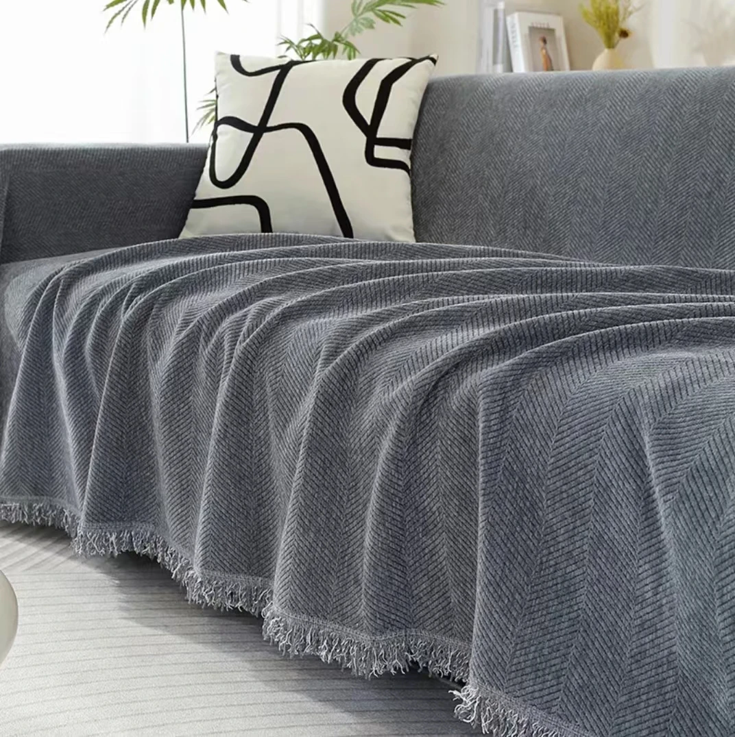 韵伊ins灰色简约全盖沙发巾一片式防滑防尘四季沙发垫沙发套罩