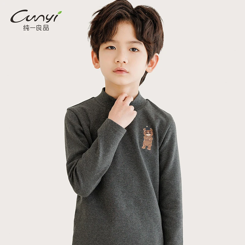 纯一良品童装儿童打底衫秋装新品中大童防风半高领内搭套头上衣