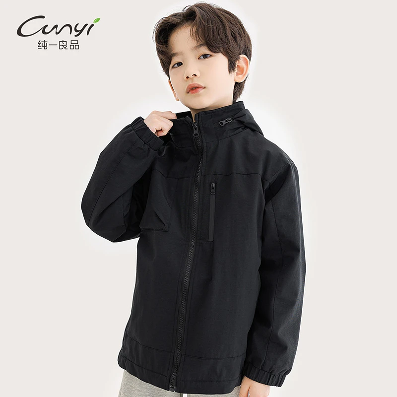 纯一良品儿童户外冲锋衣秋冬季中大童防风防寒防泼水加绒外套H