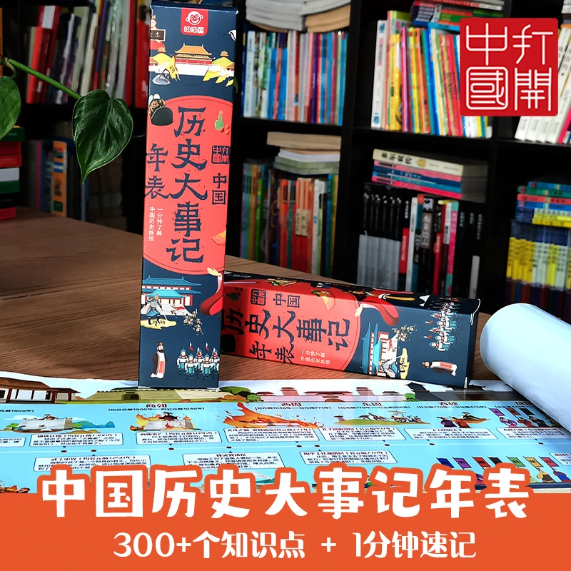 呦呦童中国历史时间轴大事纪年表大事墙贴表历史画卷朝代挂图正版