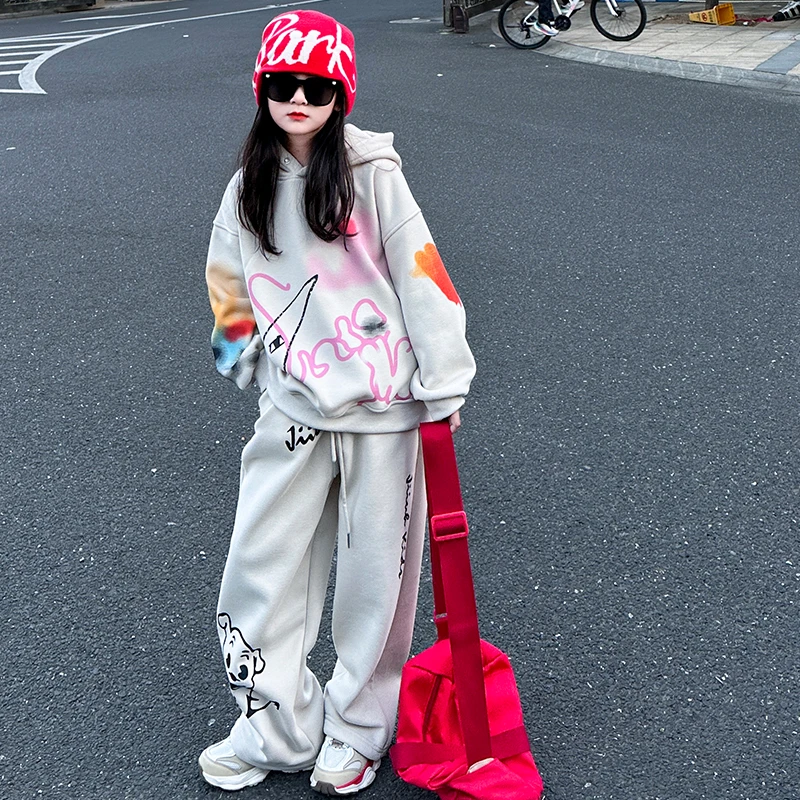 女童套装春秋2025新款中大童洋气时髦卫衣儿童运动两件套时髦休闲