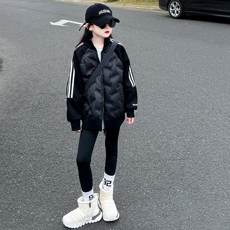 女童轻薄外套上衣2024新款洋气冬季儿童女孩棉服内胆校服内搭大童