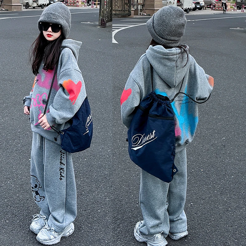 女童春季套装2025新款中大童洋气时髦卫衣儿童春装运动裤子两件套