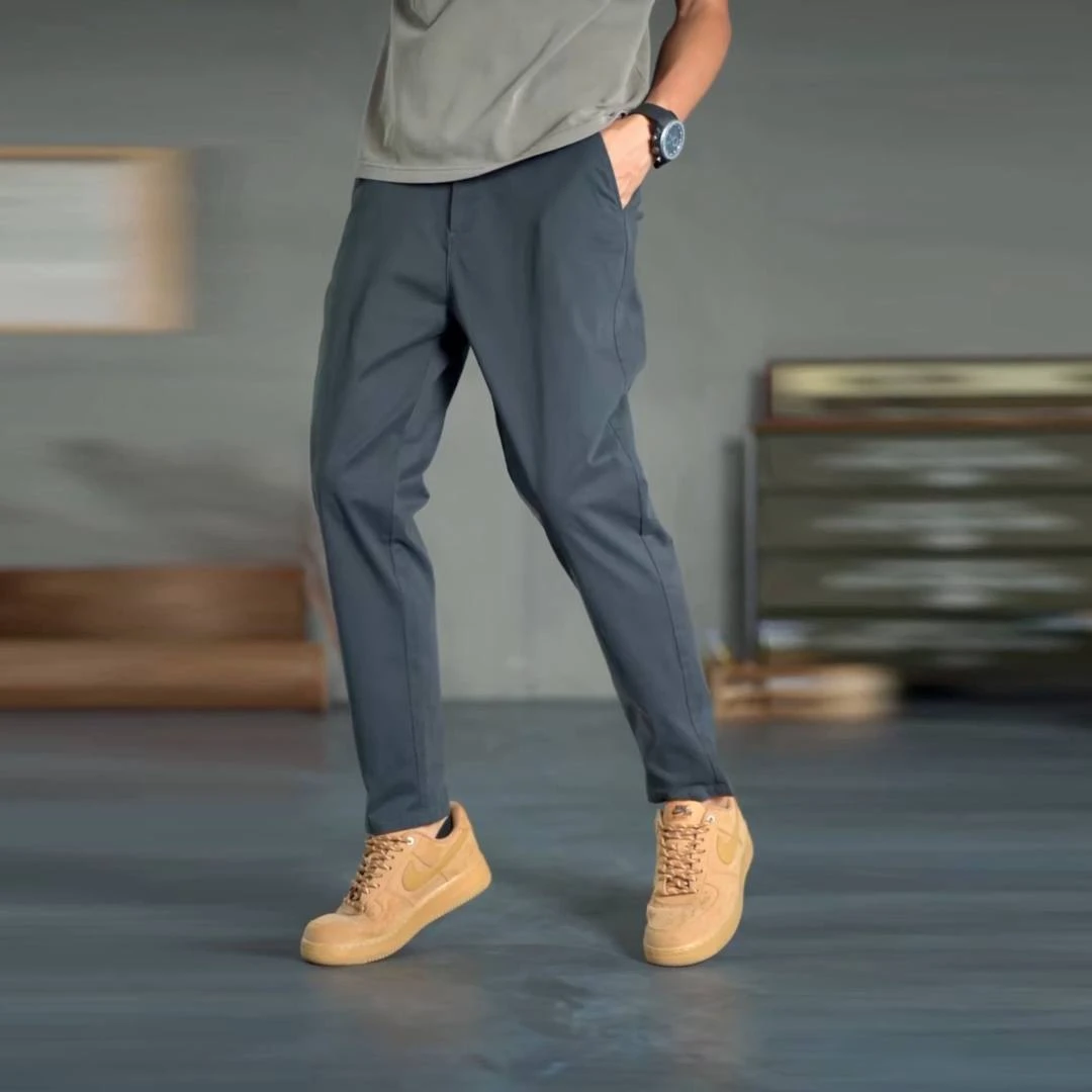 闹哥百搭纯棉高端商务休闲裤宽松百搭潮流小脚男款直筒长裤九分裤