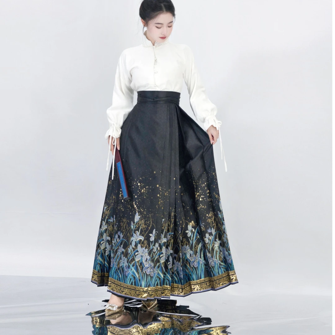 今时月【鸢尾】小个子八分短款长款古风马面裙秋冬日常新中式中国风