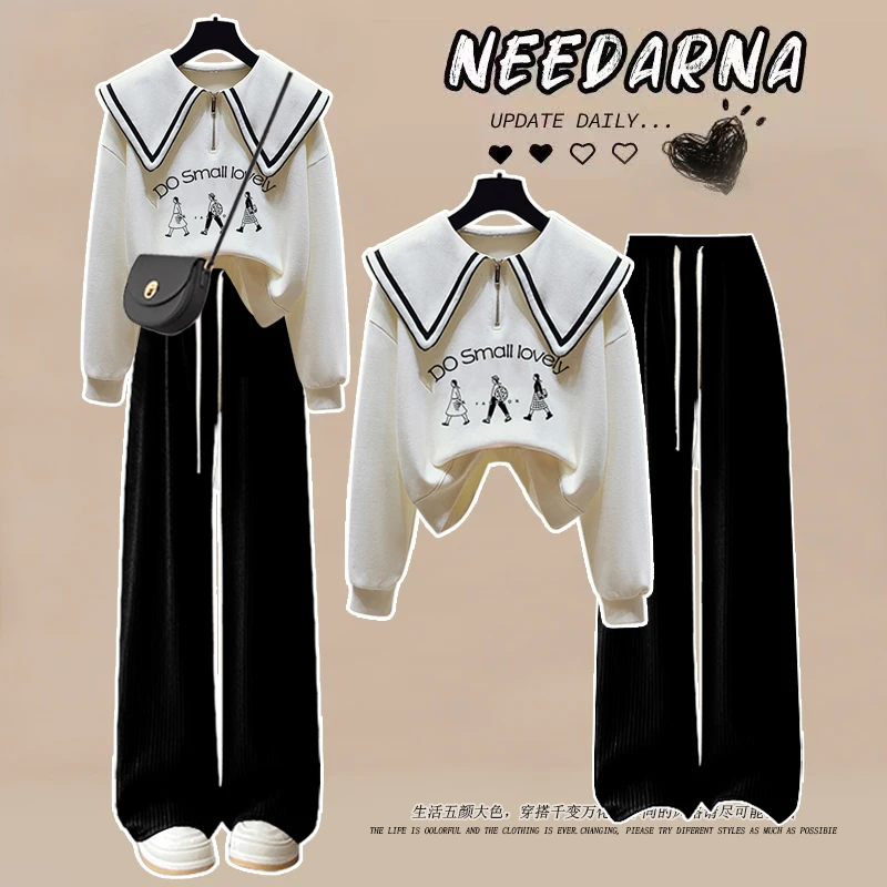 女童卫衣春秋季套装海军领学院风中大童12-15岁小学生时尚两件套