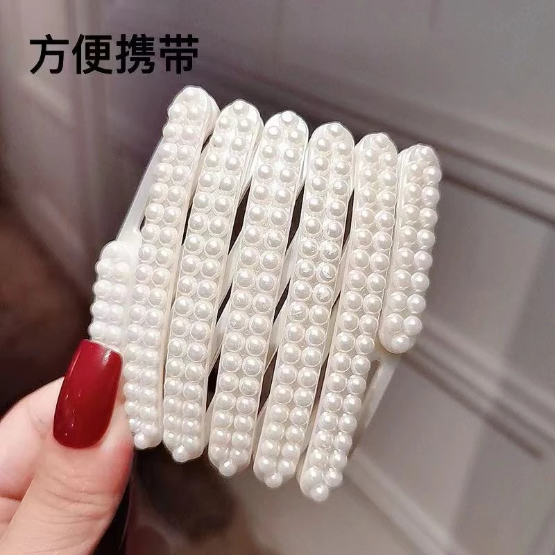 韩版珠珠头箍网红2024年新款伸缩发箍折叠碎发发卡女夏季气质头饰
