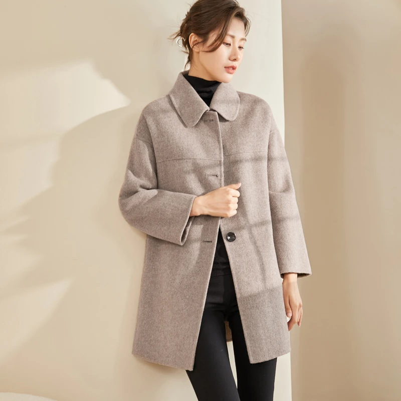 【四季青】曼贝100%澳毛时尚气质通勤羊毛外套毛呢大衣9284005