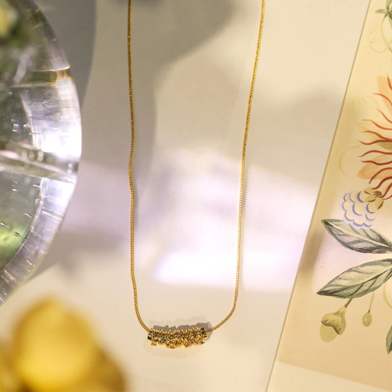 非金属合成锆石项链 敦煌系列金色蛇骨链【哎呦家18025】