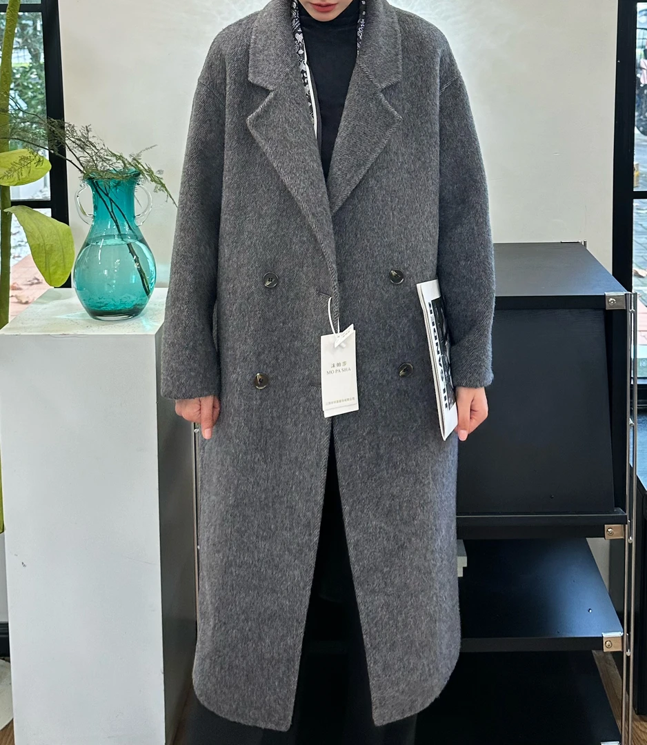 2024新款长毛大衣韩版宽松气质大衣双面呢冬季