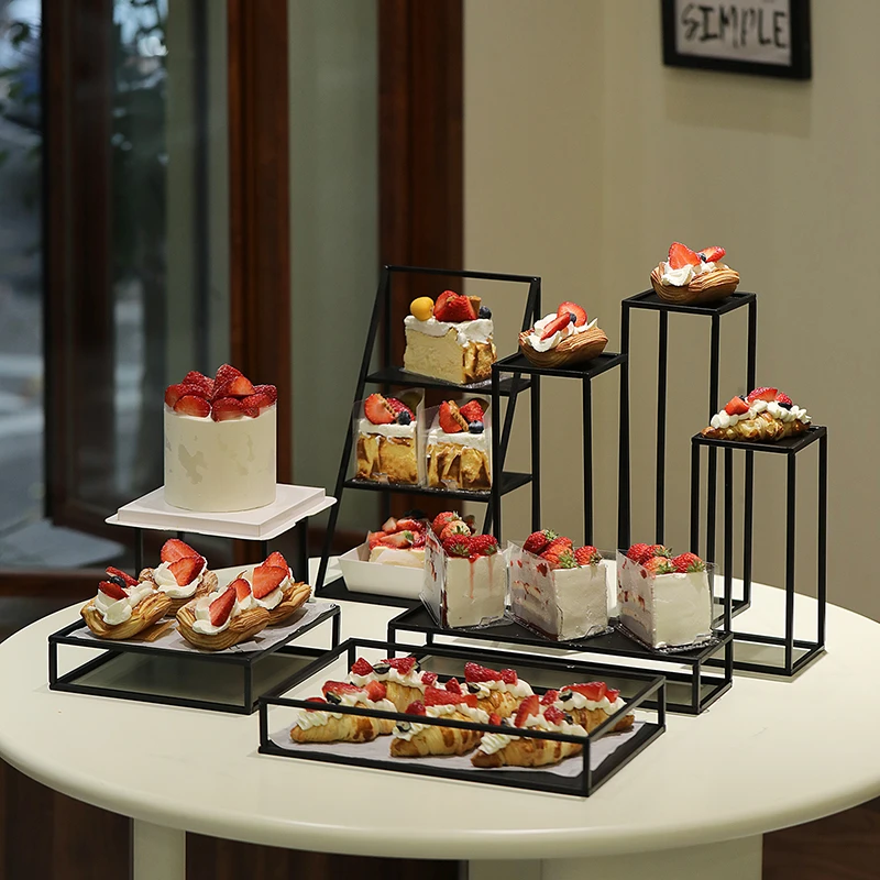 黑色下午茶点心架 欧式铁艺蛋糕托盘 婚礼甜品台摆件高档茶歇餐盘