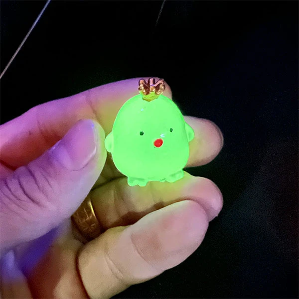 新款夜光立体皇冠小鸡手工diy夜灯装饰摆件奶油胶树脂配件微观景