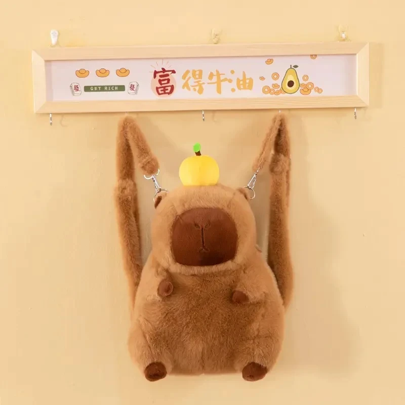 卡皮巴拉毛绒包卡通呆萌水豚可爱手拿包毛绒玩具斜挎包背包少女心