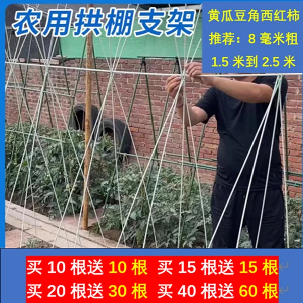 小拱棚支架育苗棚黄瓜爬藤架豆角架杆玻璃钢纤维杆遮阳防晒遮阳棚