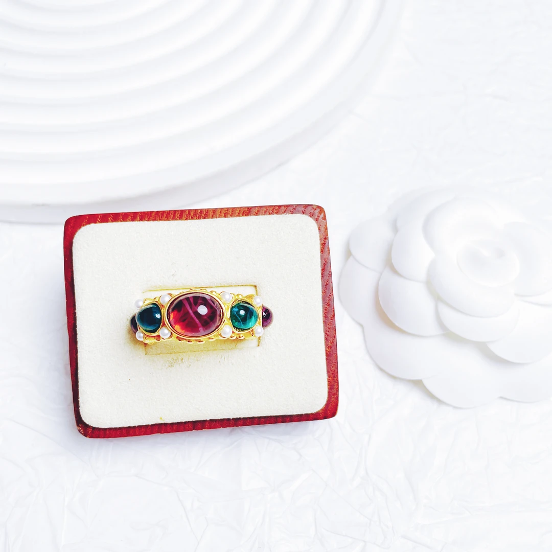 合金琉璃戒指 柚礼中古/拜雅曼多色云纹琉璃戒指LZ312526