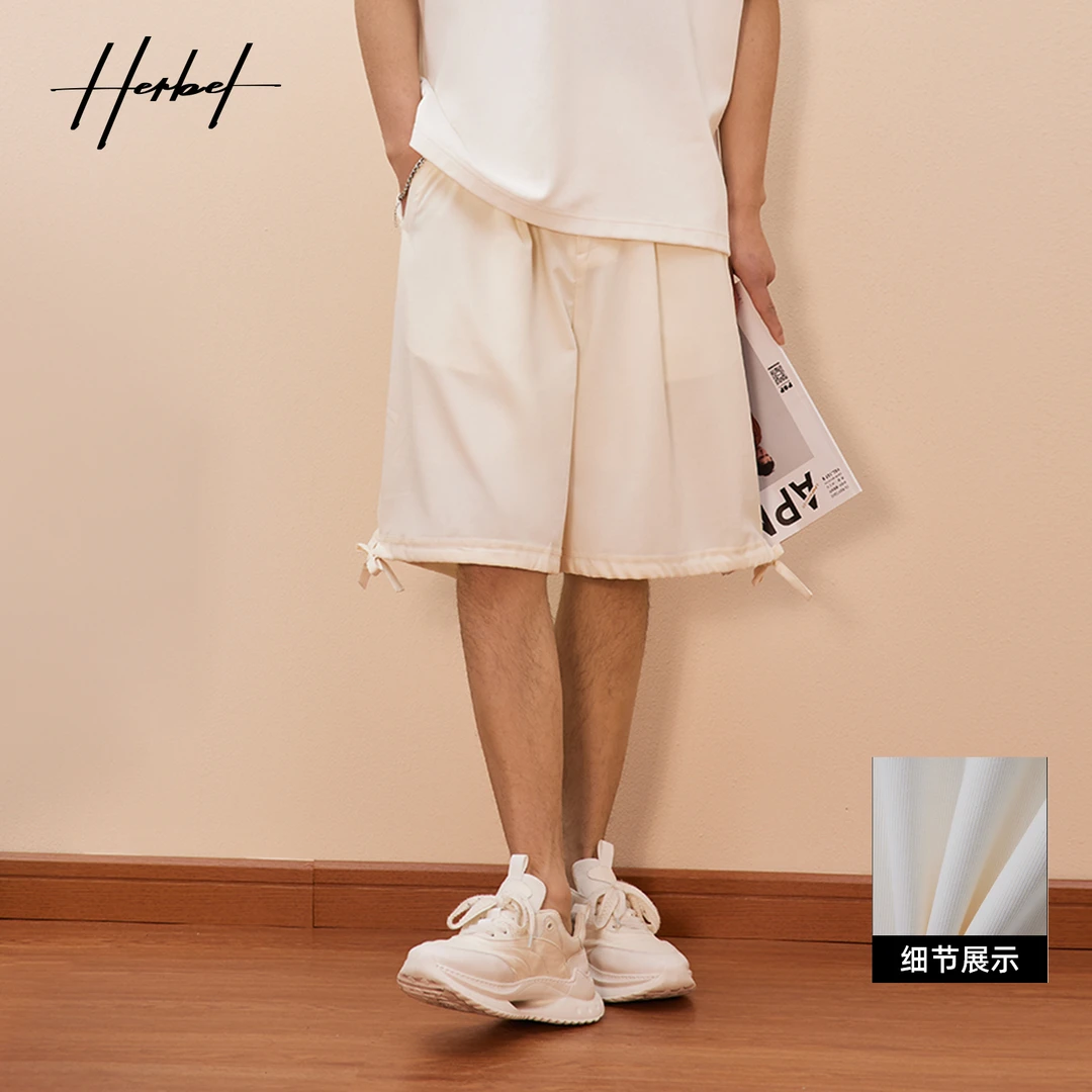 HERBEL/黑白2024夏季男士休闲裤短裤时尚休闲百搭宽松舒适1047