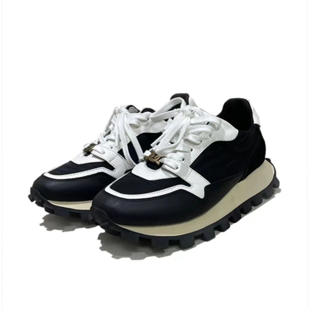 女款阿甘鞋时尚休闲百搭厚底舒适冬季新品潮流潮鞋拼接系带拼色鞋