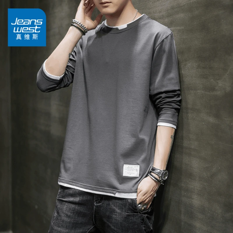 真维斯纯棉长袖t恤男初秋款宽松圆领休闲卫衣潮流韩版ins上衣打底