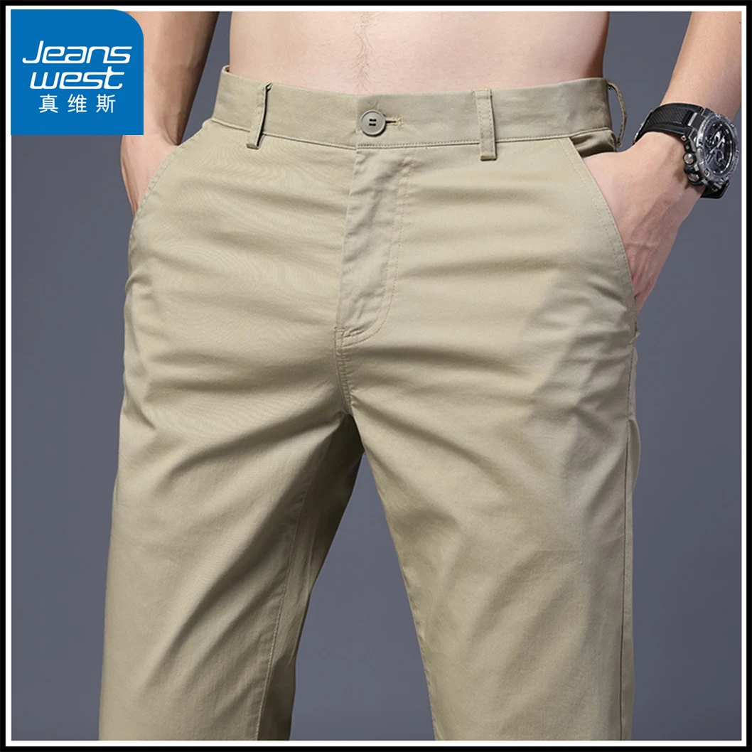 Jeanswest/真维斯纯棉男士休闲裤夏季款直筒修身裤商务休闲长裤子