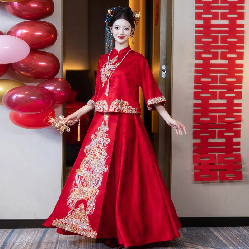 新中式秀禾服龙凤褂婚服新娘2025新款嫁衣结婚敬酒礼服出阁服夏季