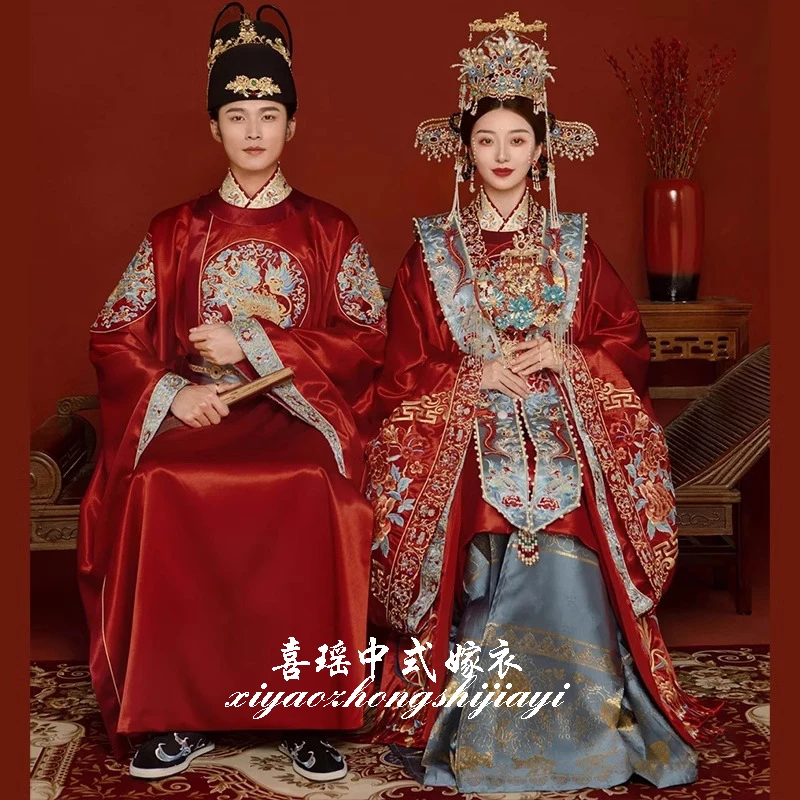 明制汉服婚服2025爆款中国风马面裙凤冠霞帔复古结婚中式重工嫁衣