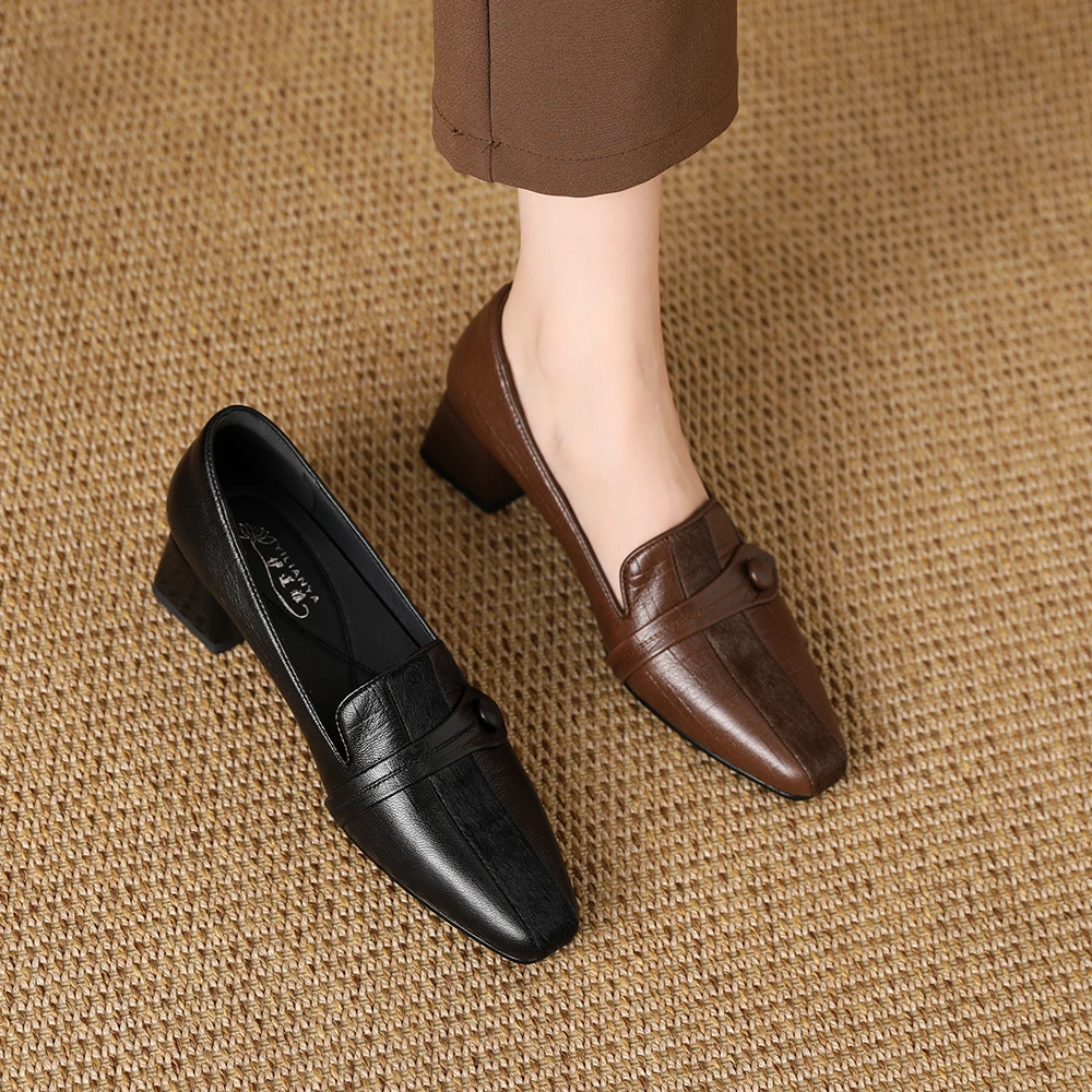 1726-2真皮女单鞋软底皮鞋大码女鞋法式复古跟鞋羊皮