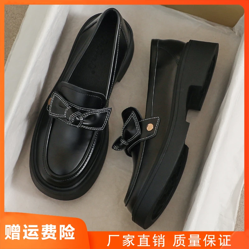 小皮鞋女2025新款春秋真皮英伦风黑色大码41工作厚底软底43乐福鞋