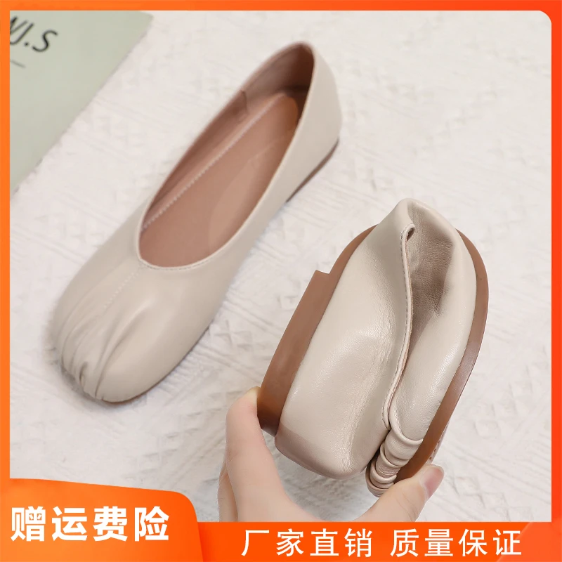 豆豆单鞋女2025新款夏季平底护士夏天舒适休闲夏款软底小皮鞋