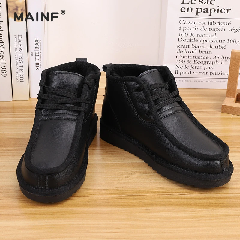 【男士羊皮鞋】羊皮毛一体靴子保暖鞋百搭老人鞋东北雪地靴加厚版