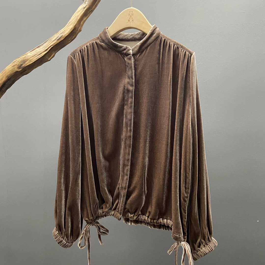 【墨枝】百搭通勤款桑蚕丝丝绒外套A297