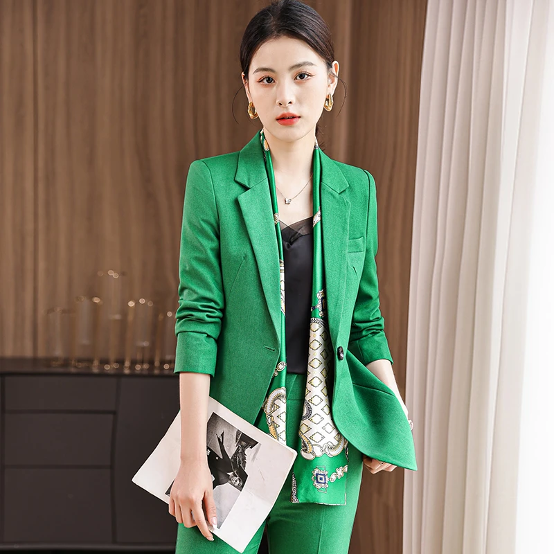 绿色西装外套女秋季新款大码职业气质女神范正装西服套装厂家8069