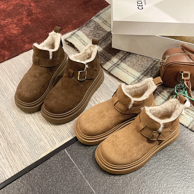 美拉德复古加厚雪地靴女2025冬季爆款加绒保暖勃肯短靴厚底大棉鞋