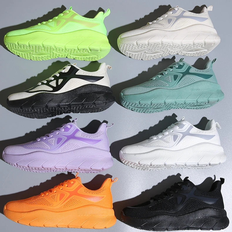 网面透气糖果色情侣款跑步鞋女2024潮流运动休闲鞋时尚百搭老爹鞋