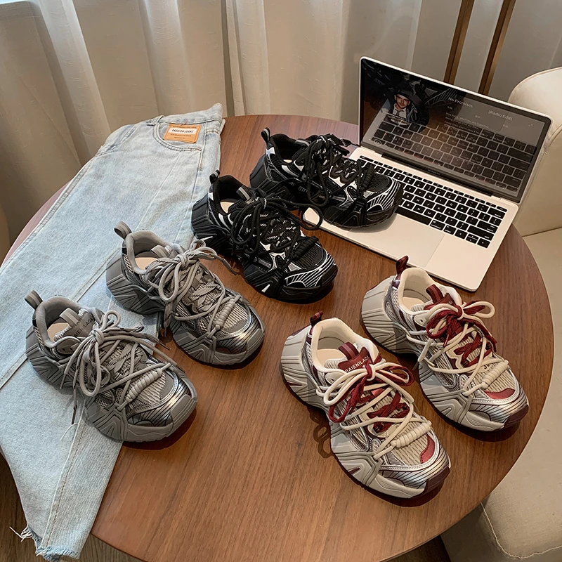 欧洲站网面透气拼色网面透气老爹鞋女秋季新款时尚百搭韩版运动鞋