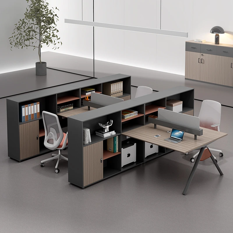 金鸾职员桌财务桌员工桌简约现代4/6/8人位办公桌椅组合多色可选