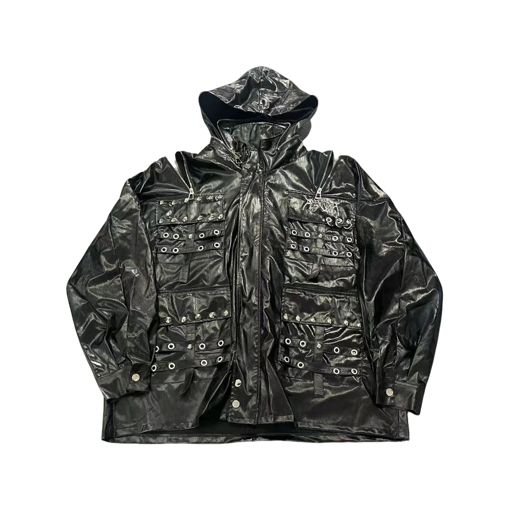 Coew July 原创设计 阔版重工金属感风衣夹克172清仓商品No退No换