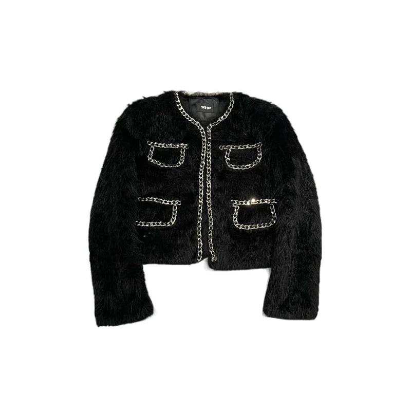 Coew July 原创设计 手工小香风毛毛外套 238清仓商品No退no换