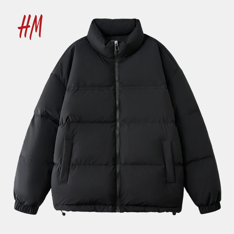 HM官方羽绒服男女冬季潮牌宽松休闲加厚立领保暖百搭情侣外套男