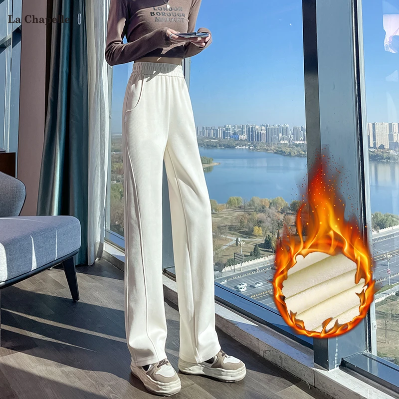 拉夏贝尔窄版直筒休闲裤女秋冬季新款爆款香蕉裤高腰宽松阔腿裤子