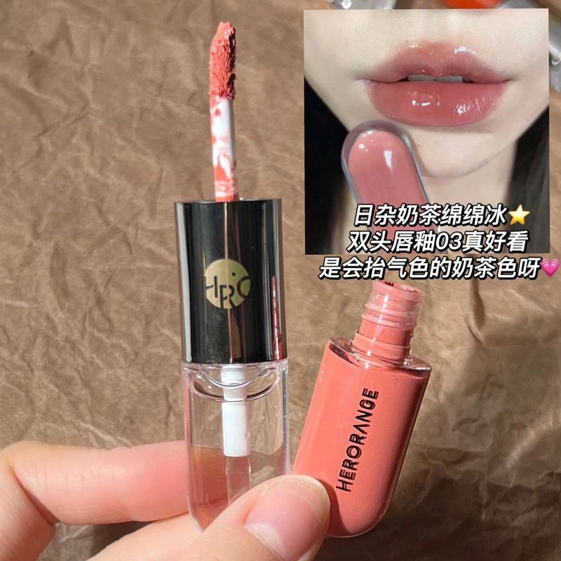 双头唇釉唇蜜口红肉桂奶茶透明裸色镜面纯欲嘟嘟唇平价学生党唇釉