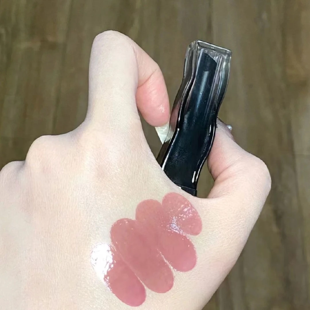 清冷灰粉豆沙~黑羽固体镜面唇釉不易粘杯滋润保湿唇蜜平价口红