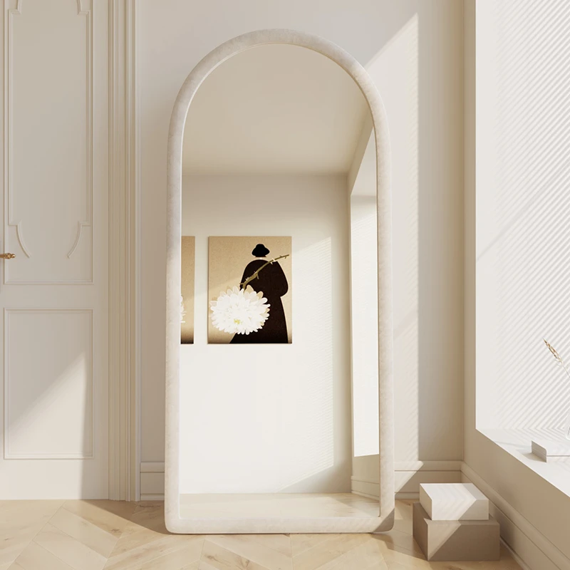 奶油风穿衣镜全身落地镜子家用壁挂贴墙镜网红女生挂墙学生试衣镜