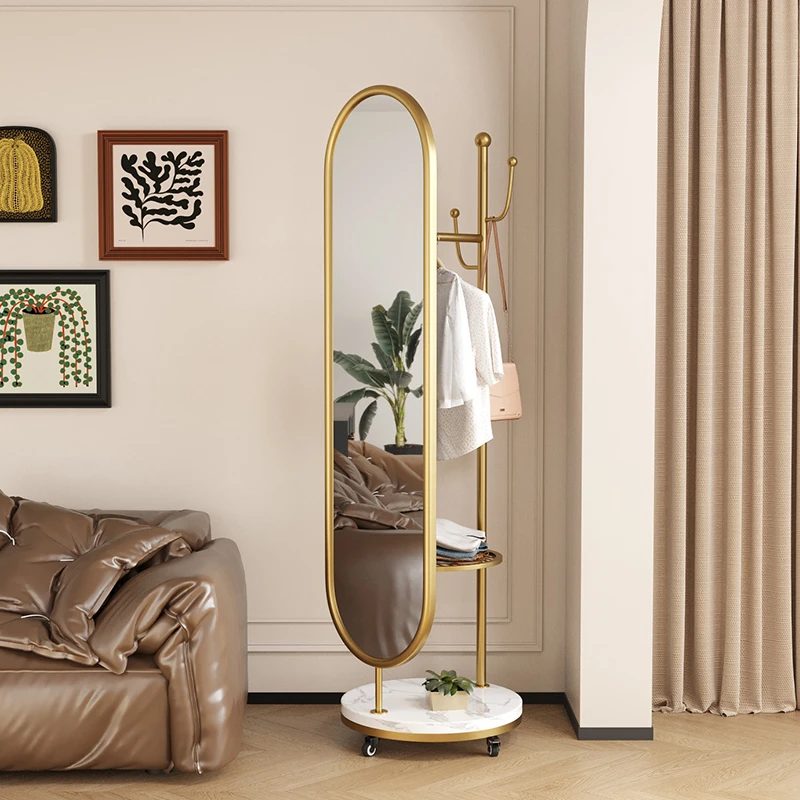 多功能旋转全身镜移动衣帽架轻奢家用卧室穿衣镜镜子家用全身镜
