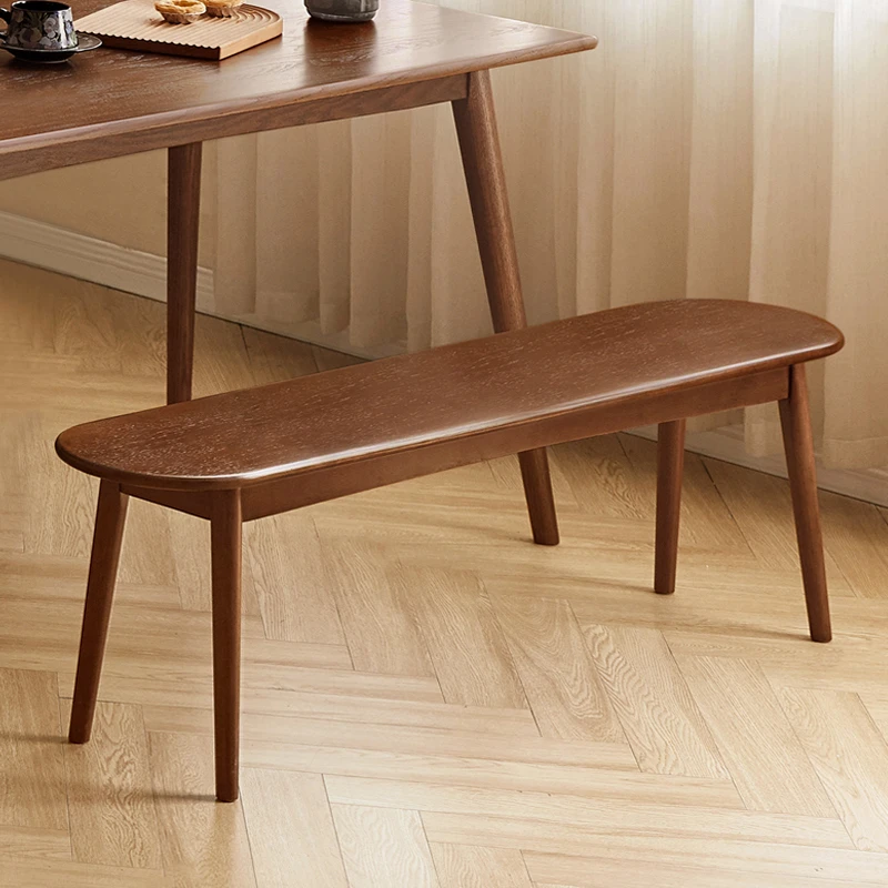 维莎实木长条凳美式轻奢胡桃色床尾凳现代原木餐厅长凳J20048-3