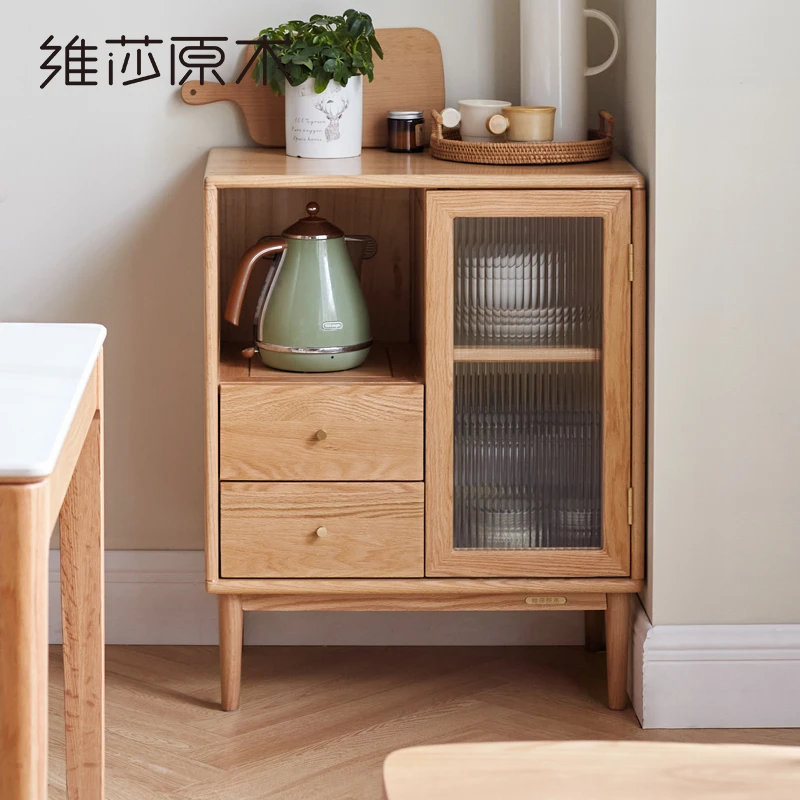维莎家用全实木餐边柜北欧家用橡木边柜现代茶水柜储物柜F20113